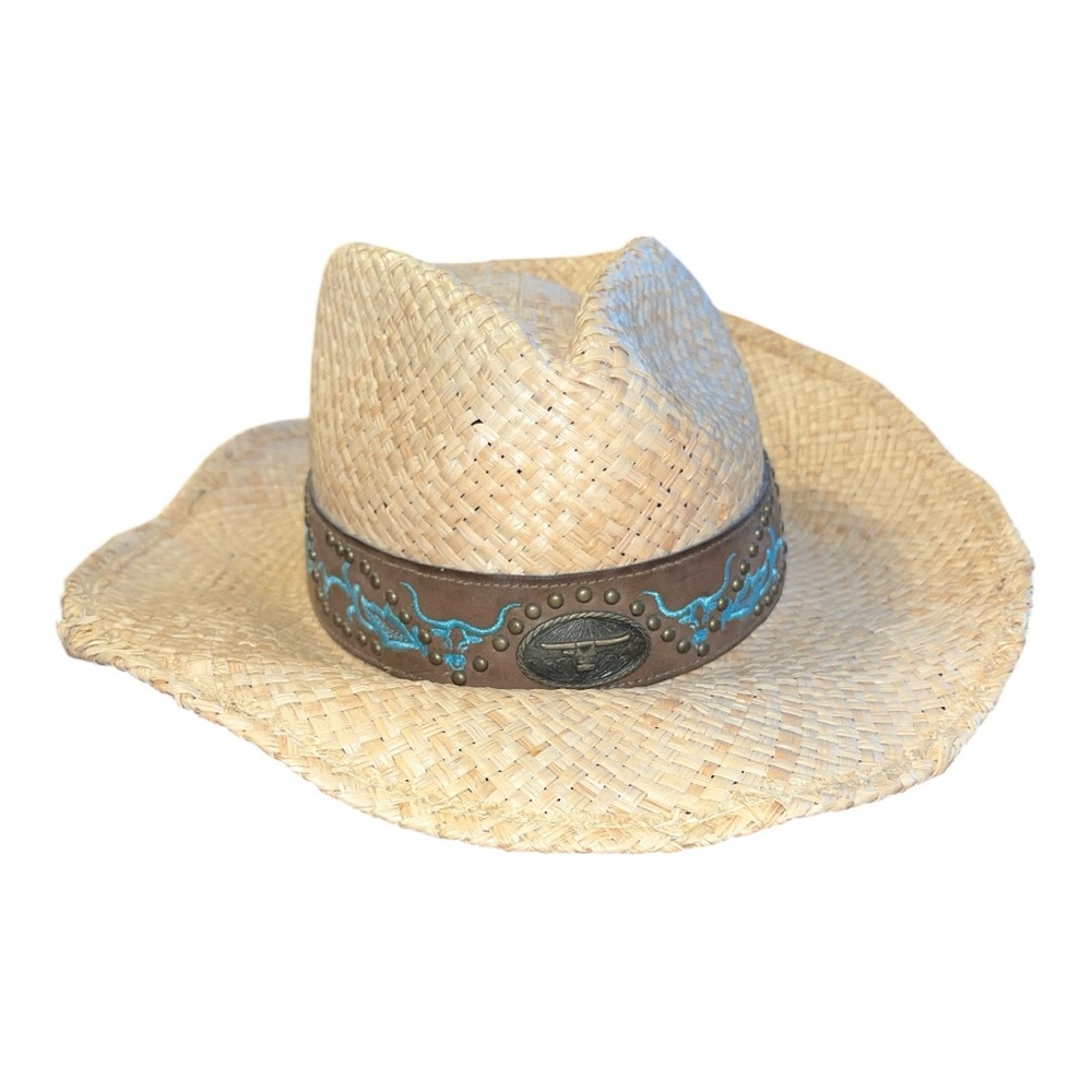 Kenny K cowboy hat size medium Natural fibre longhorn studded western ranch